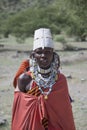 Tanzania, Africa Ã¢â¬â 30 January 2016: A Maasai woman matriarch with intricate ceremonial bib-like beaded necklace jewelry